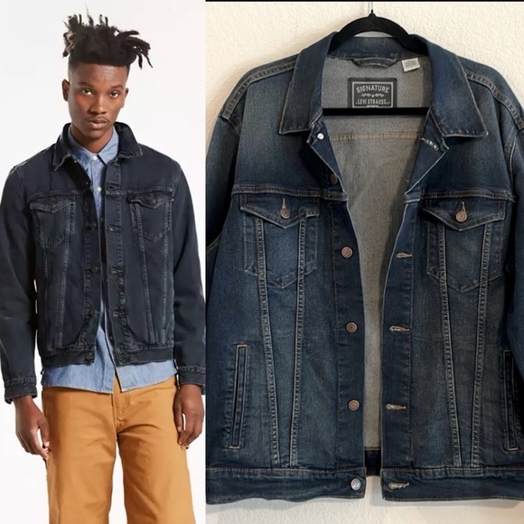 Levi’s Strauss Gold Men’s Jacket Medium Causal Cotton Blue Distressed Preppy - Picture 1 of 17